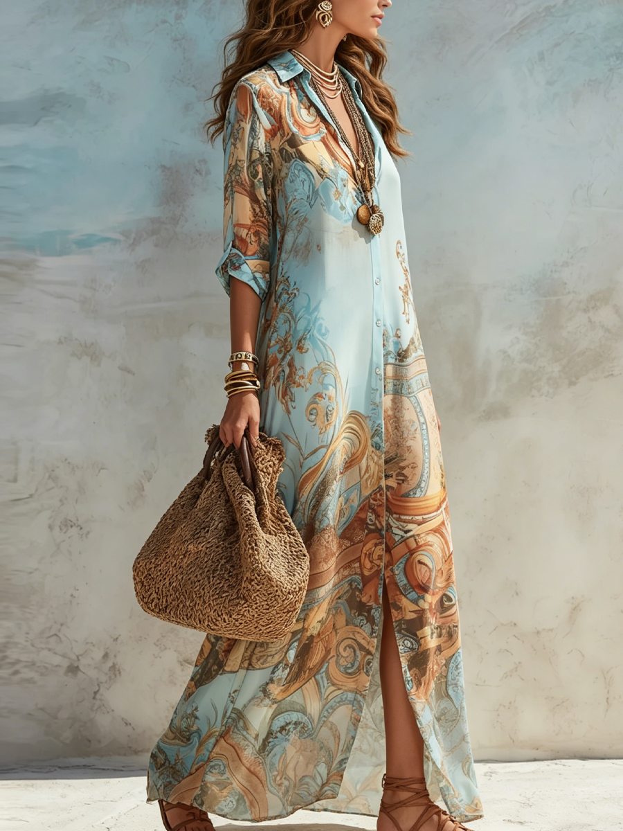 Lorna | Vestido tipo camisa de estilo mediterrânico