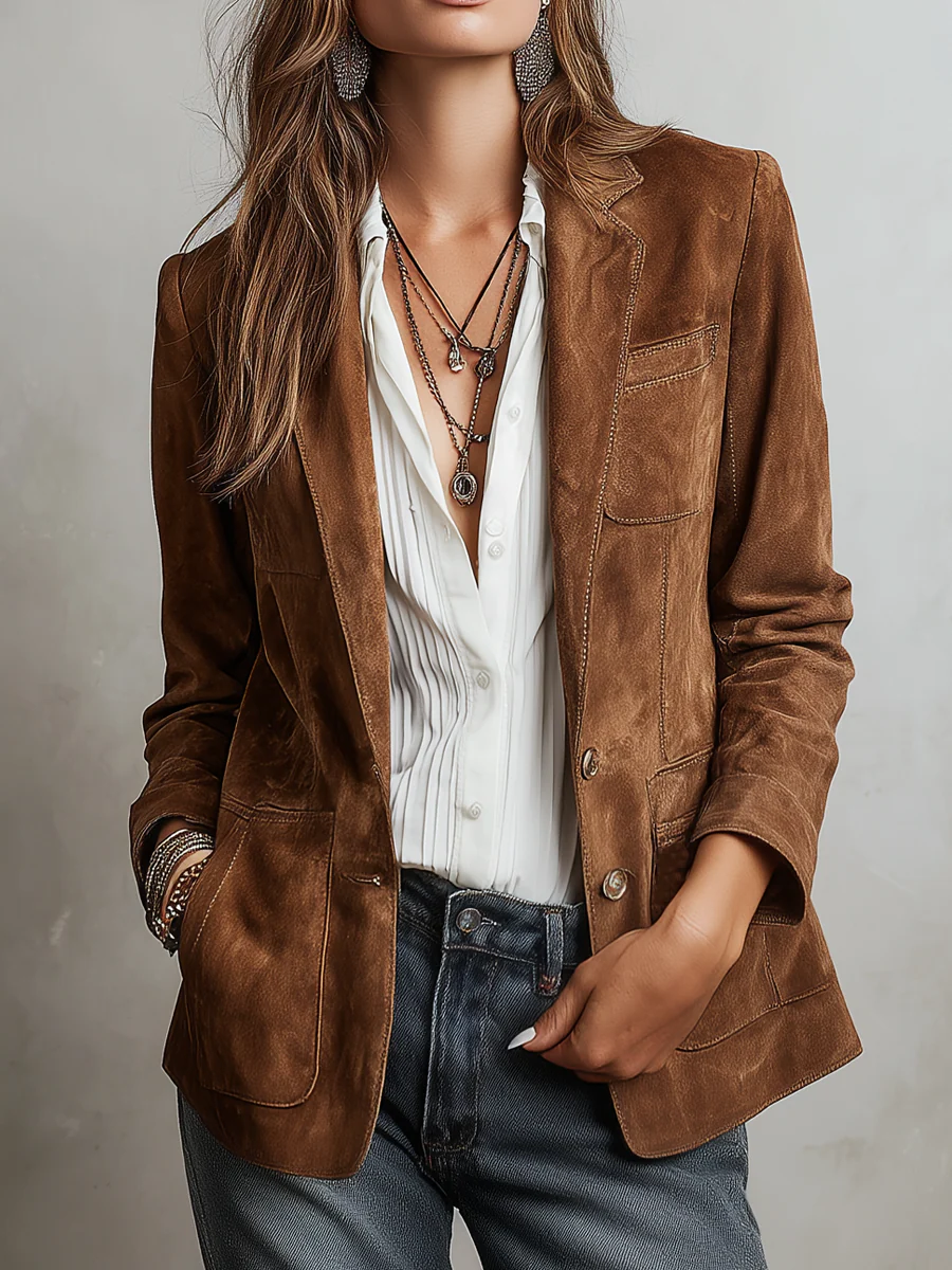 Blazer Vintage Castanho para Mulher