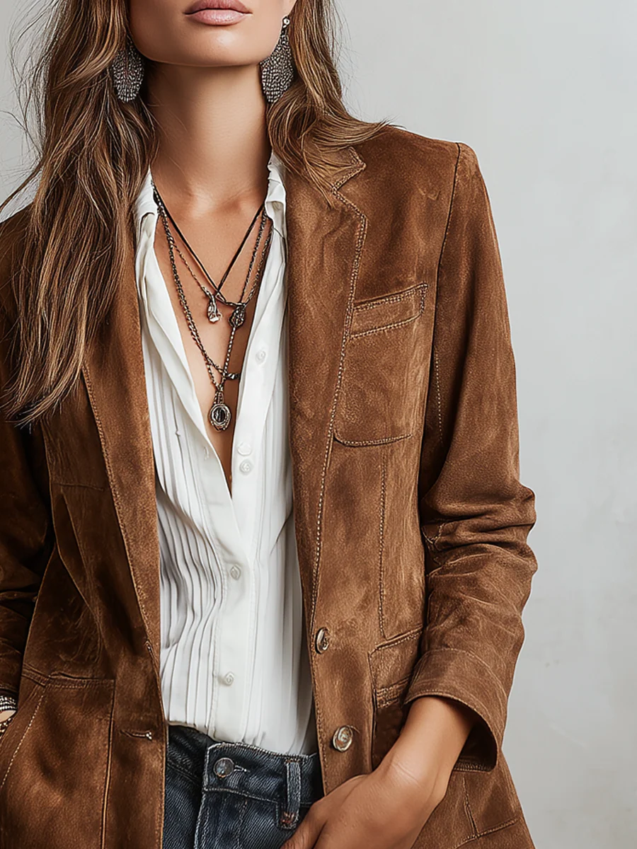 Blazer Vintage Castanho para Mulher