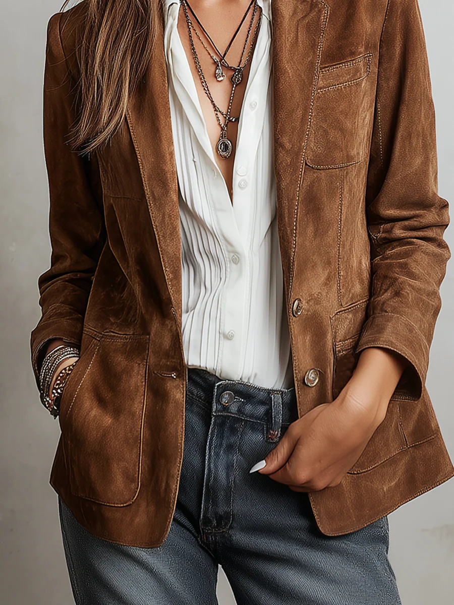 Blazer Vintage Castanho para Mulher
