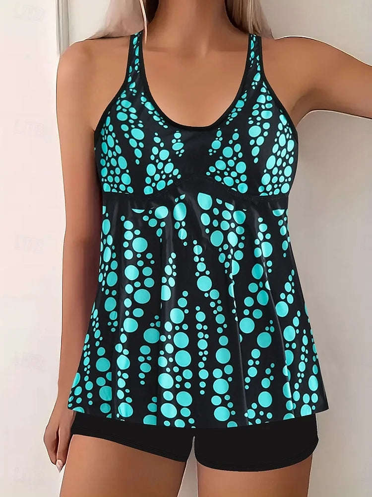 Jade | Bubble Print Tankini Set mit bauchbedeckendem Druck