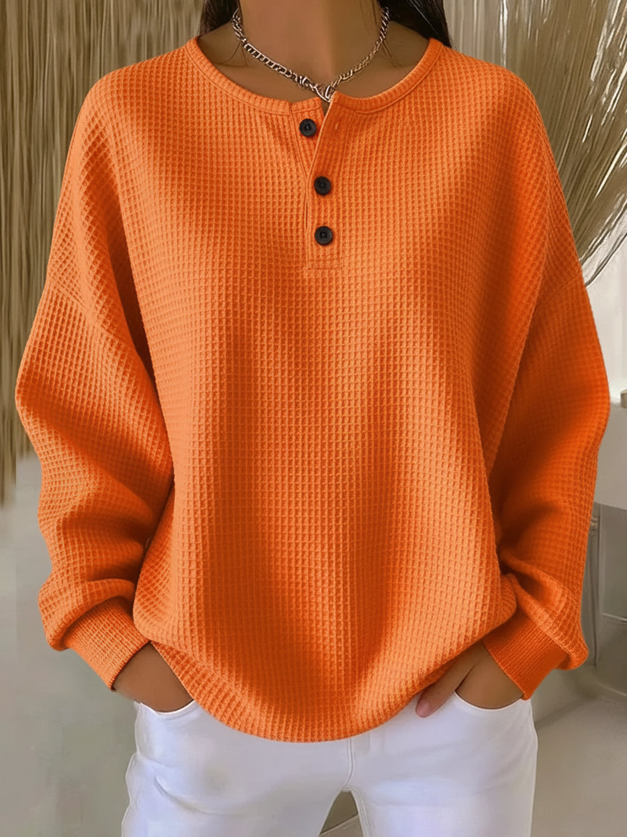 Mirabel™ | Sweatshirt Henley Aconchegante com Textura Waffle