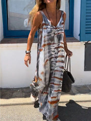 Tie-Dye Maxi-Cami-Kleid mit V-Ausschnitt