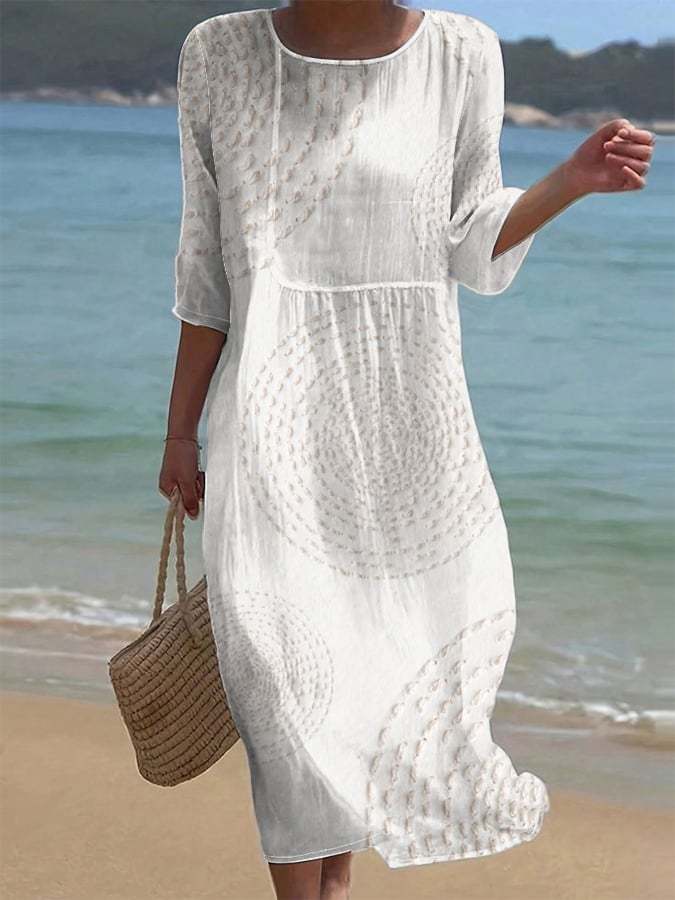 Vestido casual bordado para mulher