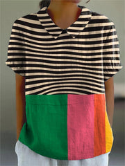 Eva | Bold Stripes und Color Block Shirt