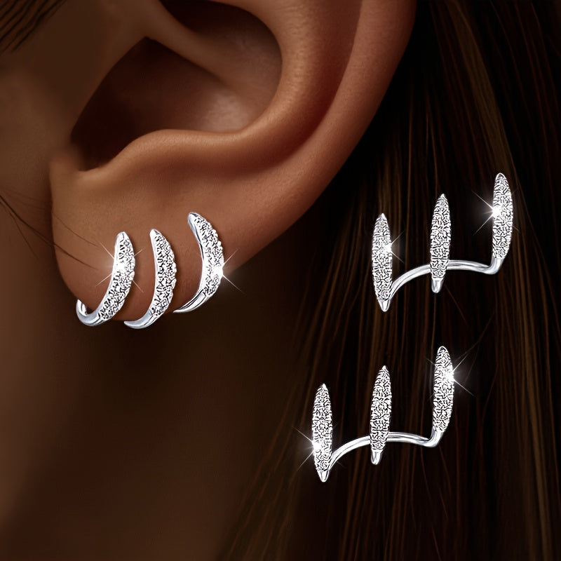 Brincos elegantes com strass de três garras