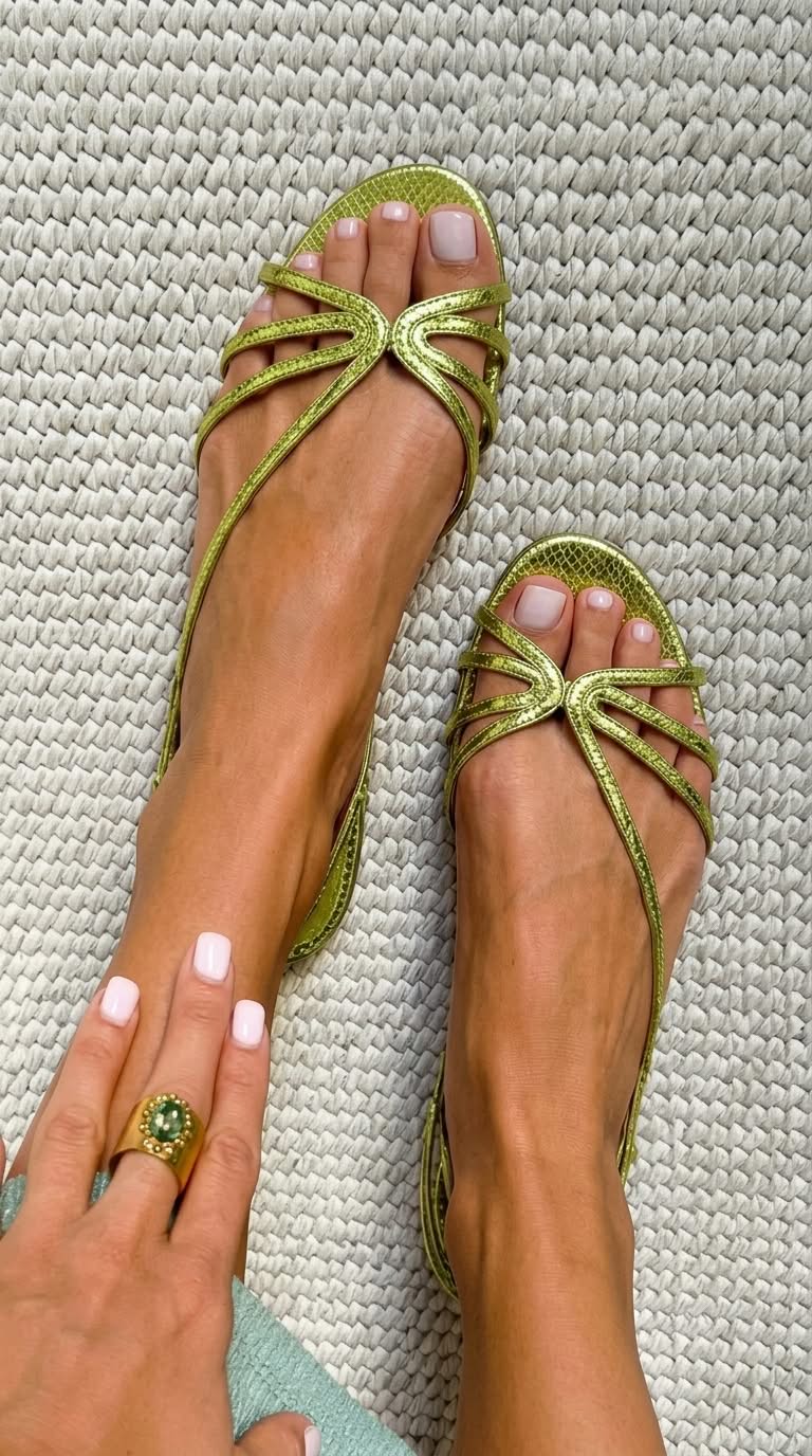Genebra | Sandálias douradas: elegância de verão