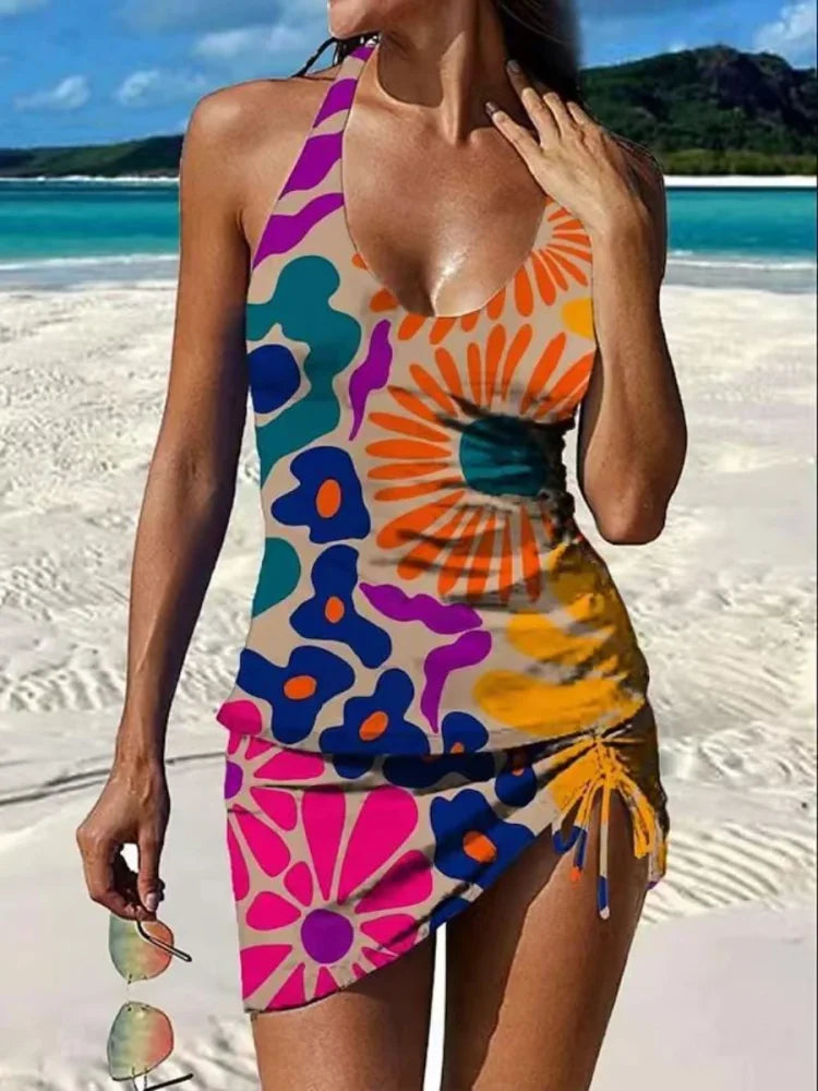 Party | Florales Tankini-Set mit bauchbedeckender Grafik