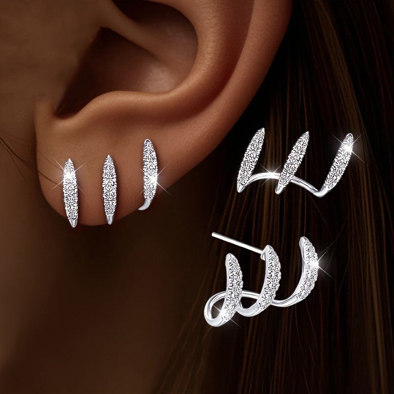 Brincos elegantes com strass de três garras