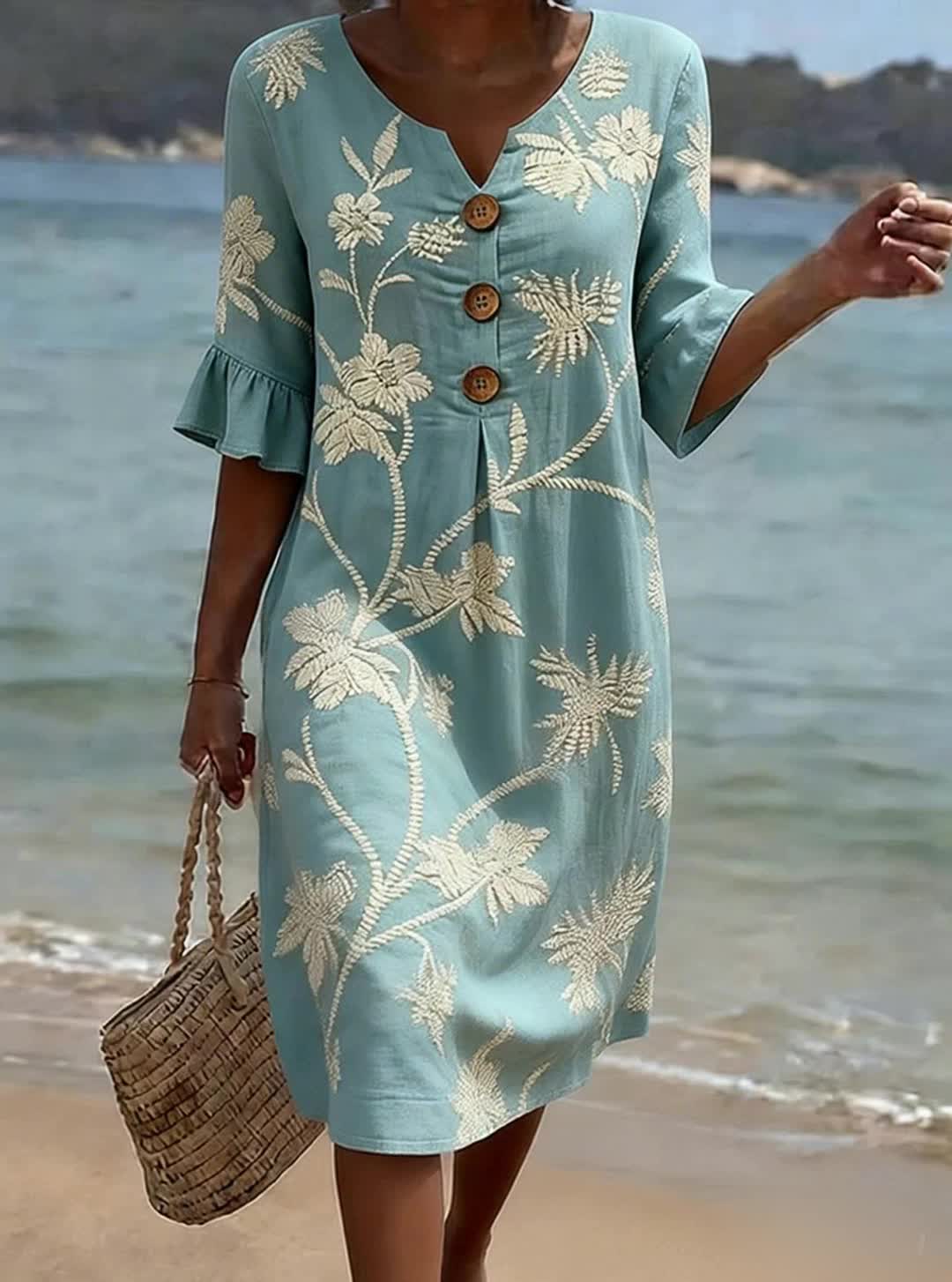 Vestido casual de mulher com estampado floral
