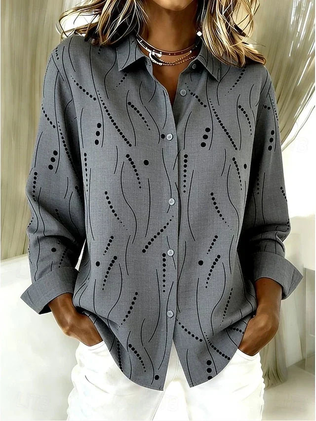 Pernella™ | Blusa casual com padrão de linhas pontilhadas