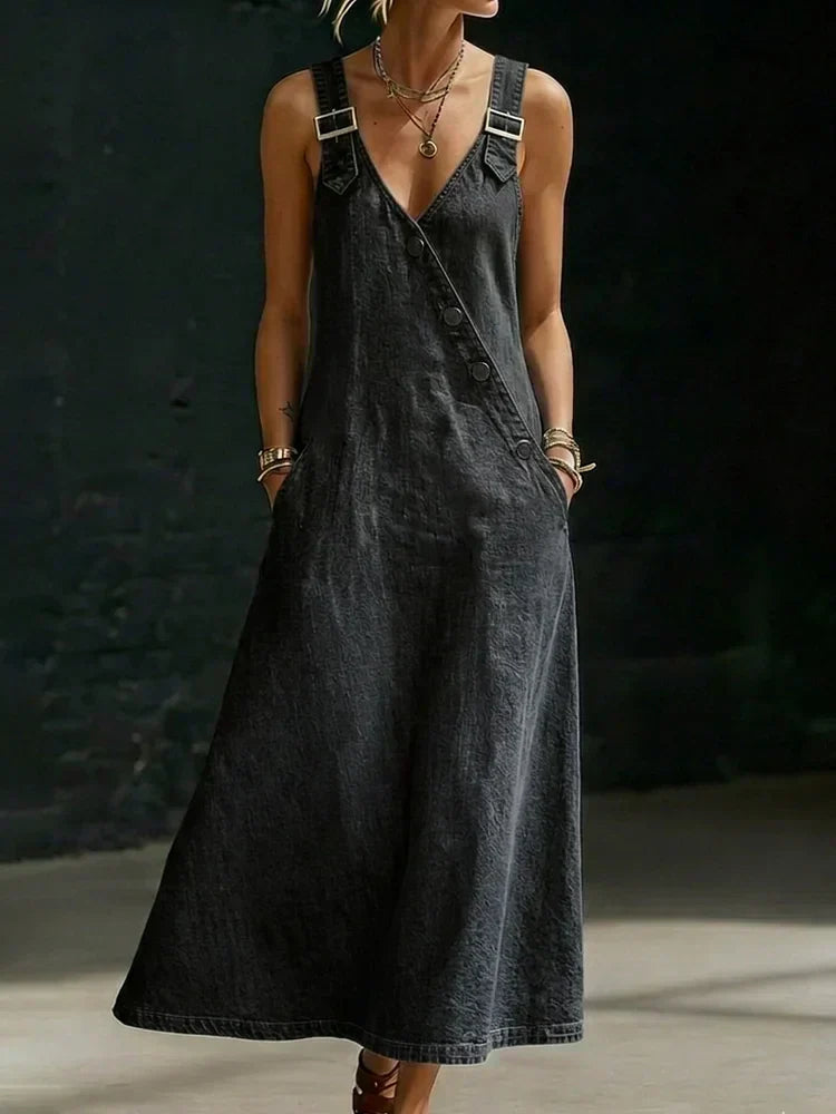 Vera | Vestido comprido em ganga com botões