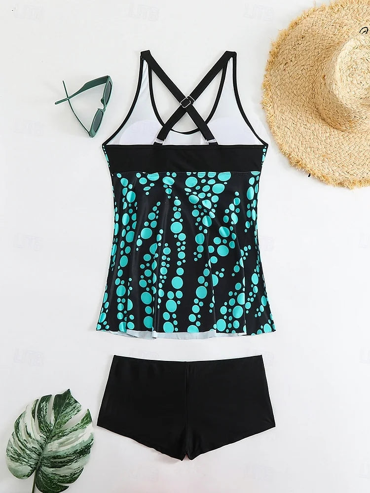 Jade | Bubble Print Tankini Set mit bauchbedeckendem Druck
