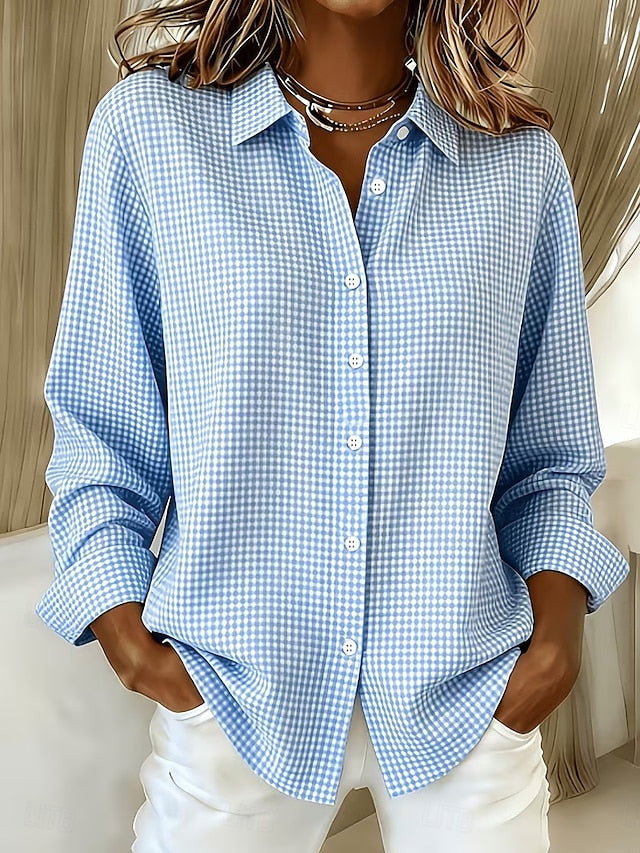 Hillrose™ | Blusa casual vichy com botões