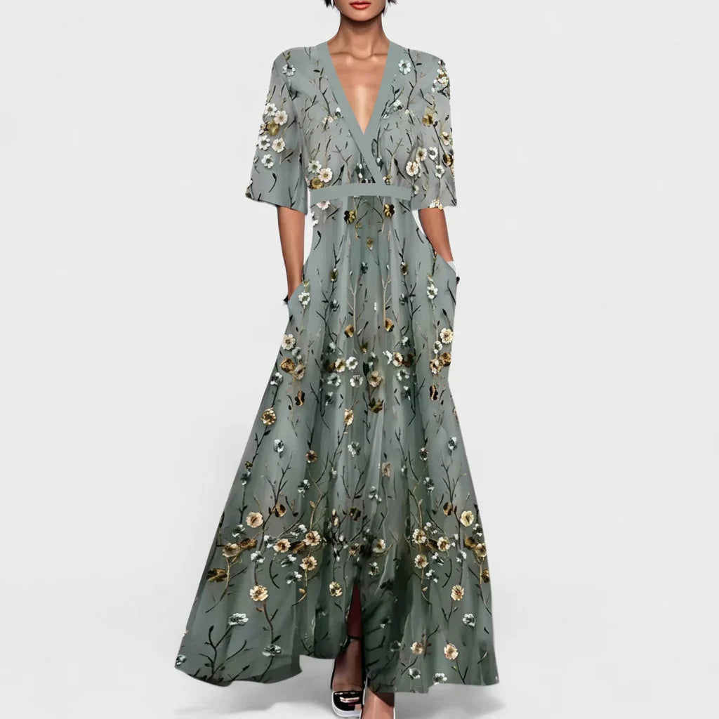 Rute - Vestido maxi floral elegante
