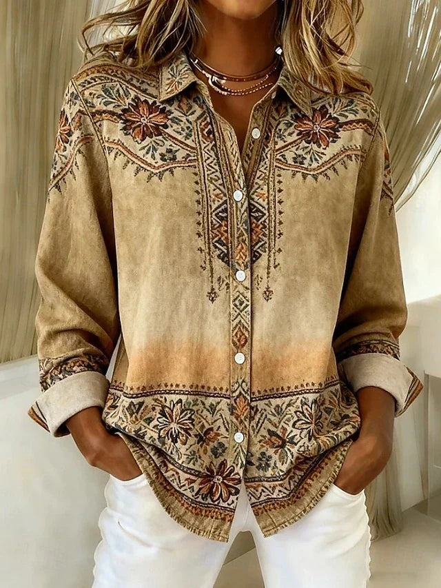 Rexanna™ | Blusa vintage com estampado floral e botões