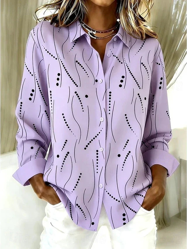 Dawnsley™ | Blusa casual com estampado abstrato e botões