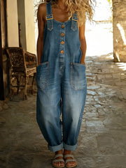 Mila - Lässiger Denim-Jumpsuit mit verstellbarer Schnalle
