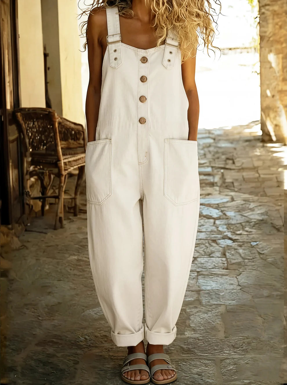 Mila - Lässiger Denim-Jumpsuit mit verstellbarer Schnalle