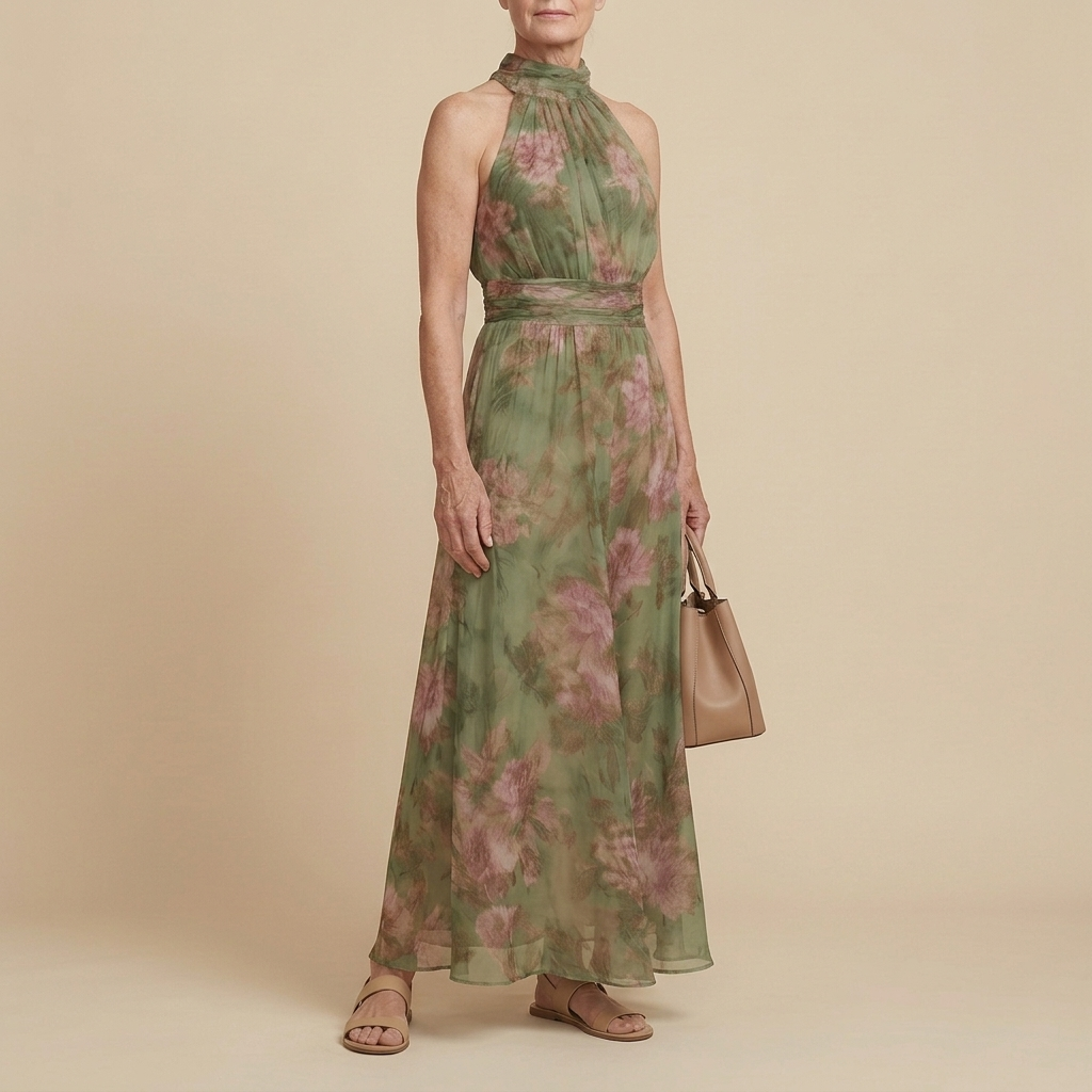 LIVIA™ | Elegantes florales Maxi-Halterkleid