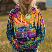 Vaneska | Sweatshirt Y2K com Capuz e Estampado Raios de Sol