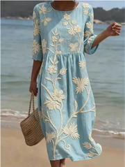 Kimberly | Midikleid mit Pflanzen- und Blumendruck
