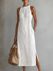 Jimena | Midikleid aus Leinen mit Mao-Kragen