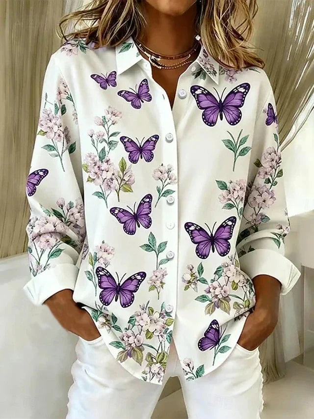 Dahlia™ | Blusa com estampado de borboletas e botões