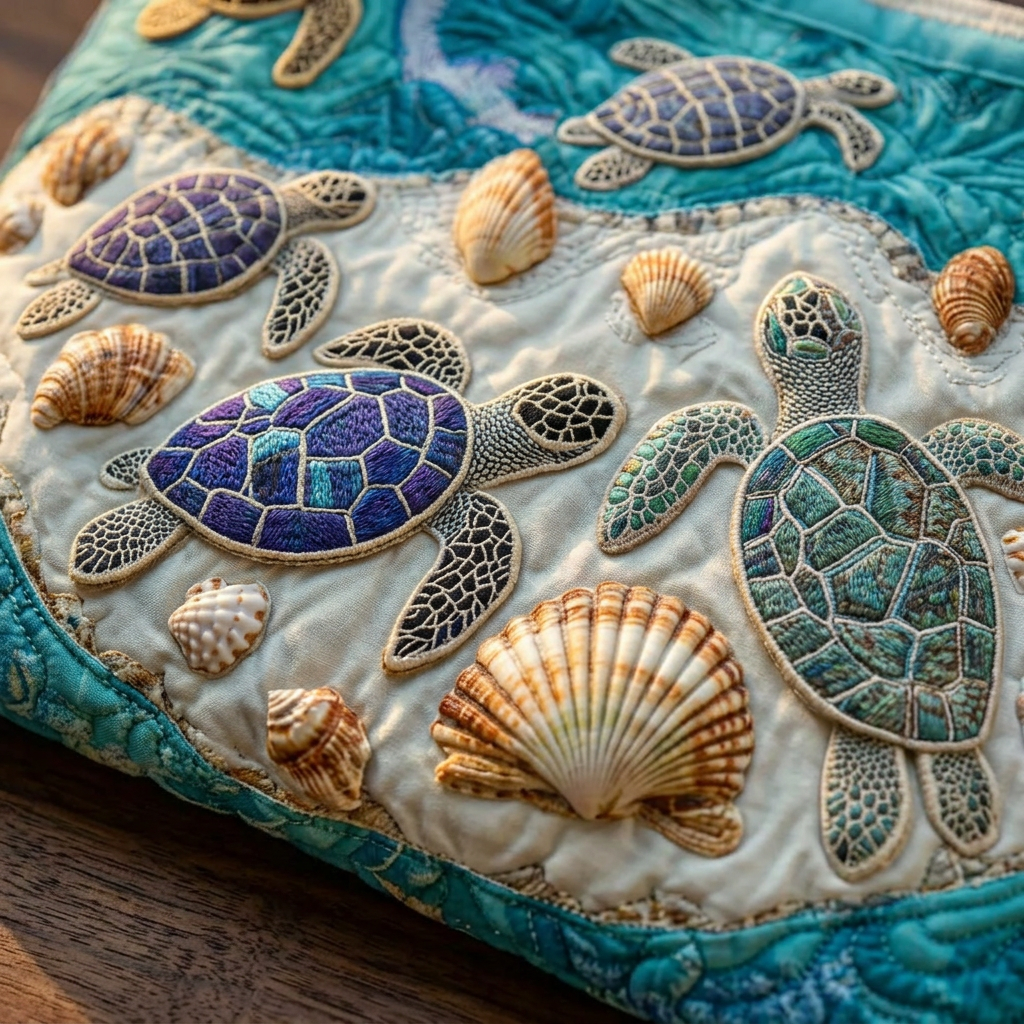 Mala artística acolchoada com tartarugas – Dois tamanhos
