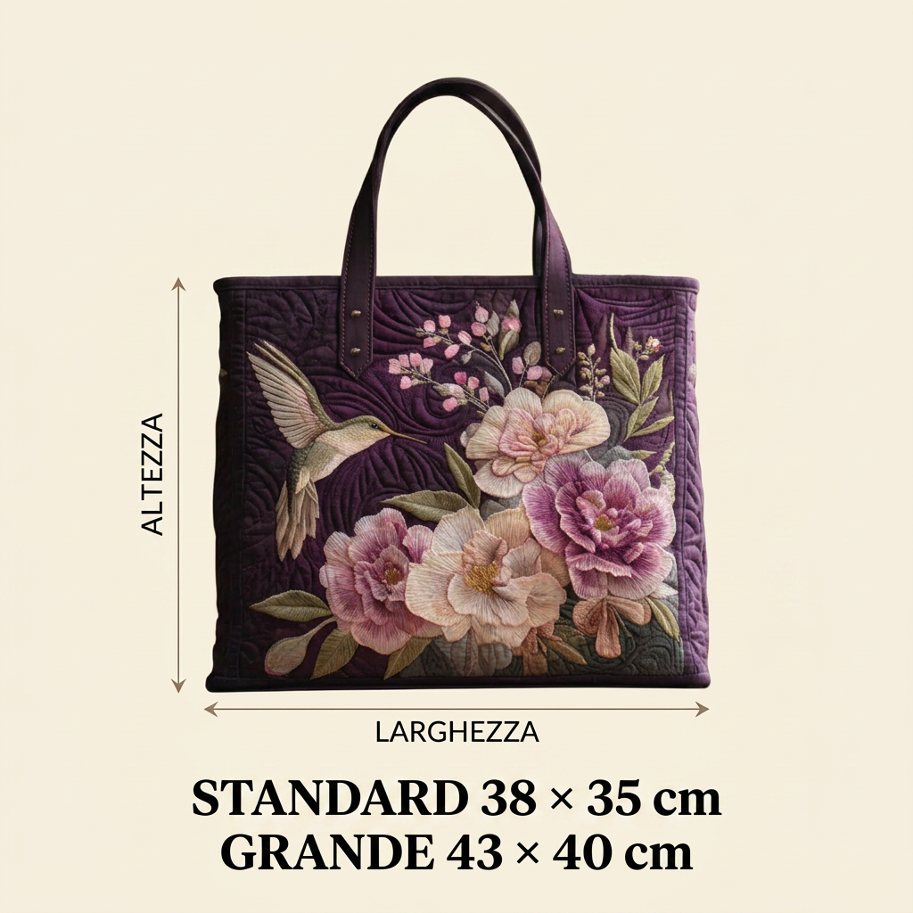 Mala artesanal com beija-flores e orquídeas – Elegante e prática