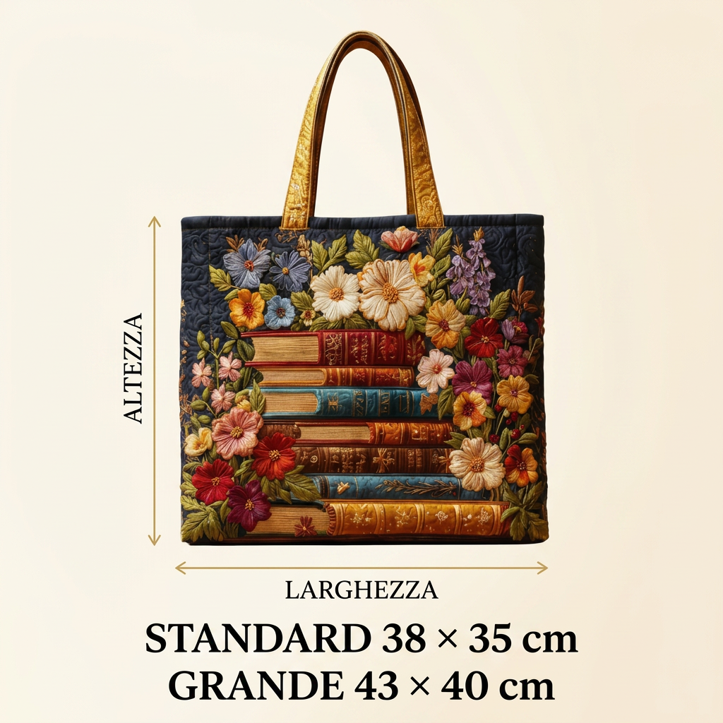 Mala acolchoada com padrão floral e livros – Para os amantes dos livros