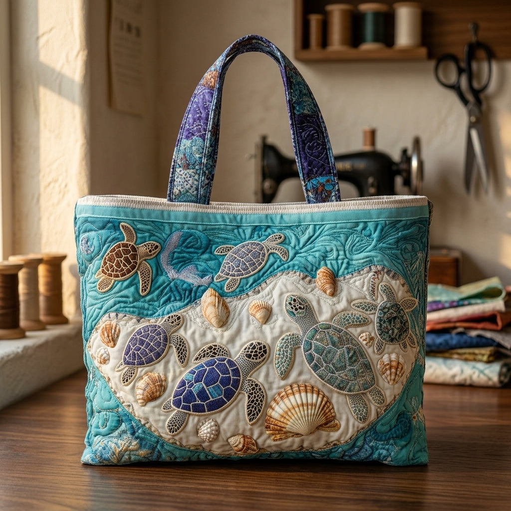 Mala artística acolchoada com tartarugas – Dois tamanhos