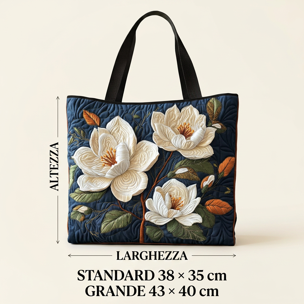 Mala floral acolchoada em tom de magnólia suave – Dois tamanhos