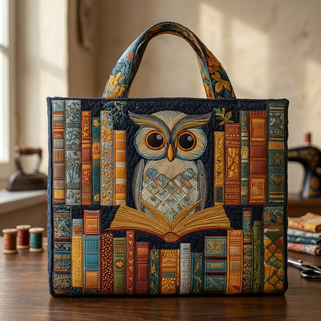 Mala artesanal com coruja e livros antigos – Ideia para presente