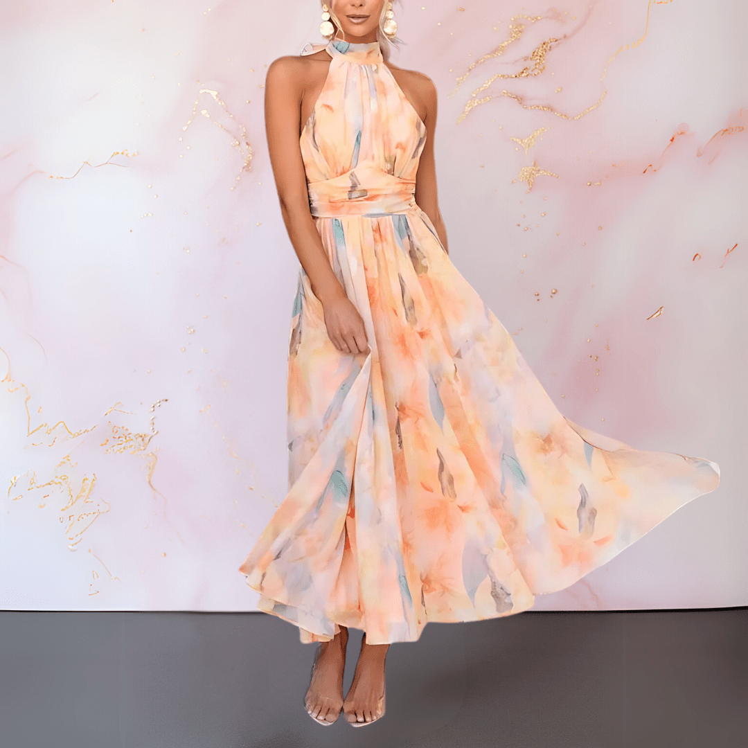 ESTHER™ | Neckholder-Kleid mit Aquarelldruck