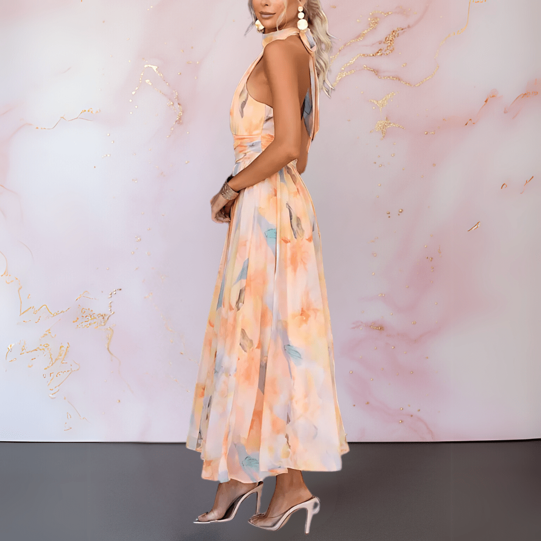 ESTHER™ | Neckholder-Kleid mit Aquarelldruck