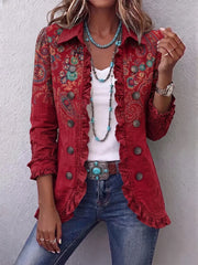 Fayrene™ | Casaco com Folhos em Estilo Paisley Bohemian