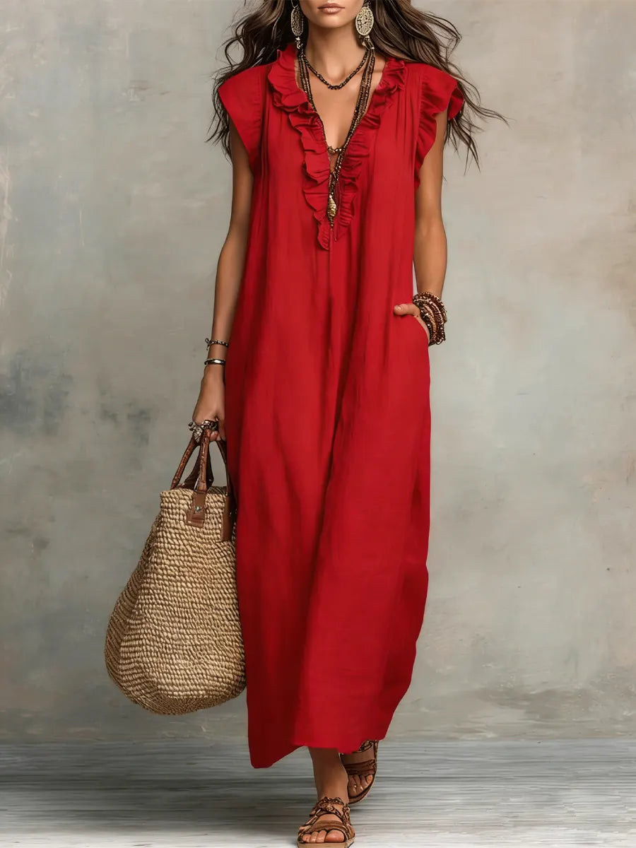 Camélia | Bohemian Long Dress Aus Leinen Und Baumwolle