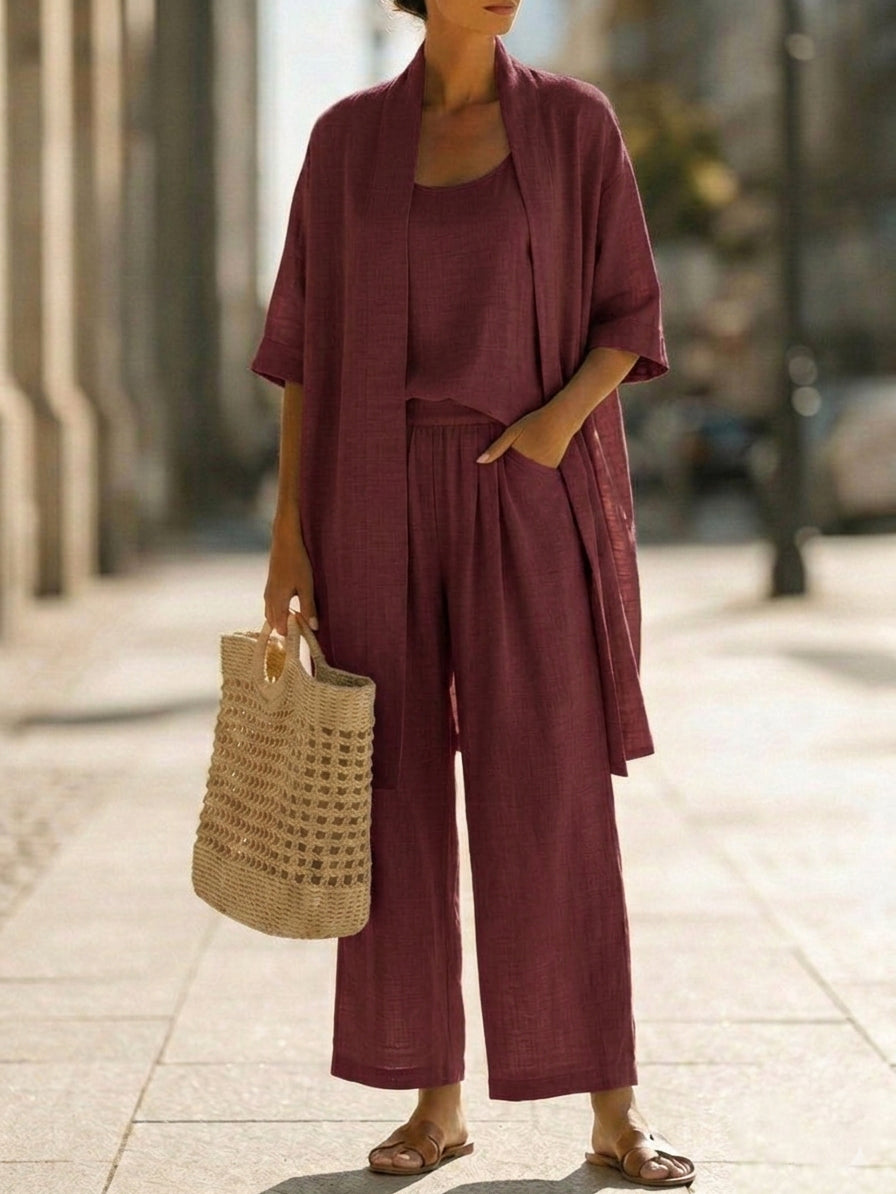 Isabella™ | Effortless Leinen-Baumwolle Dreiteiliges Set