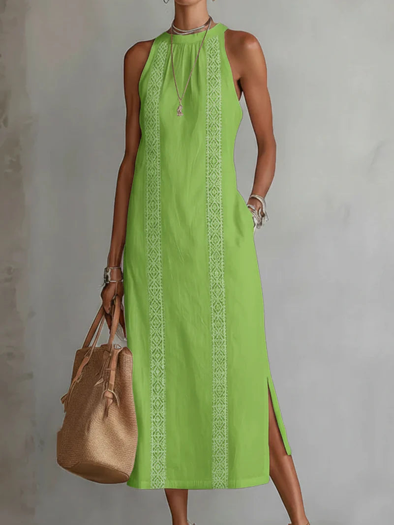 Jimena | Vestido Midi de Verão com Gola Mao