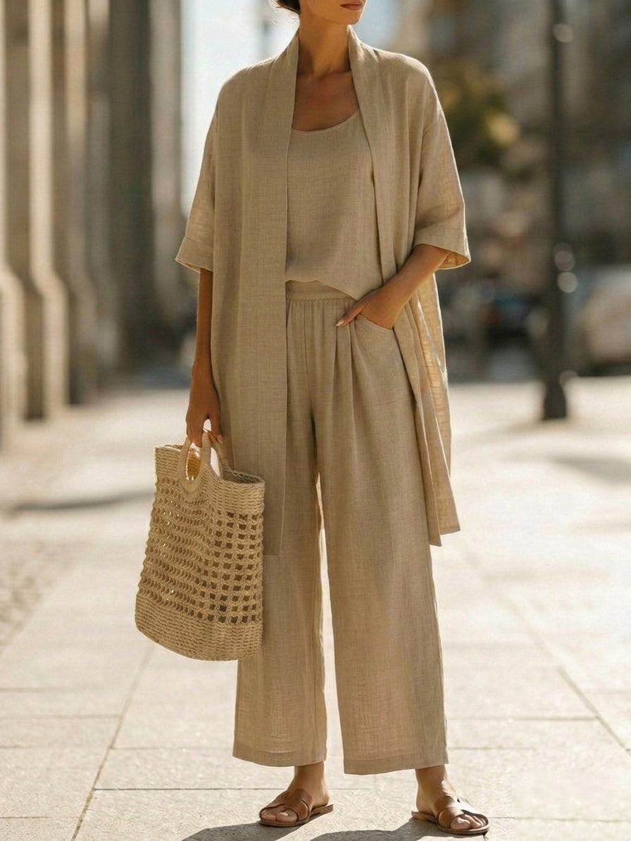 Isabella™ | Effortless Leinen-Baumwolle Dreiteiliges Set