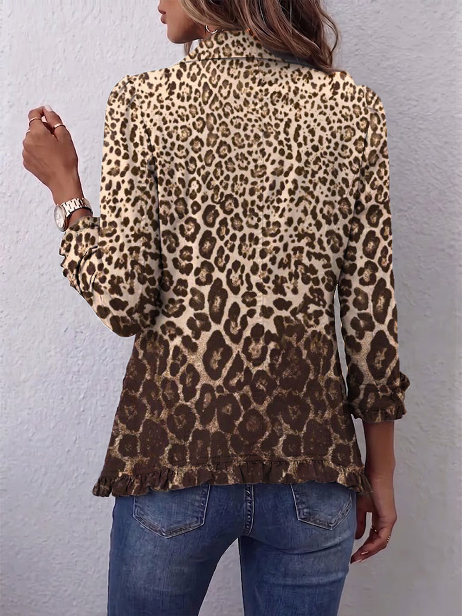 Navara™ | Casaco com Folhos e Padrão de Leopardo