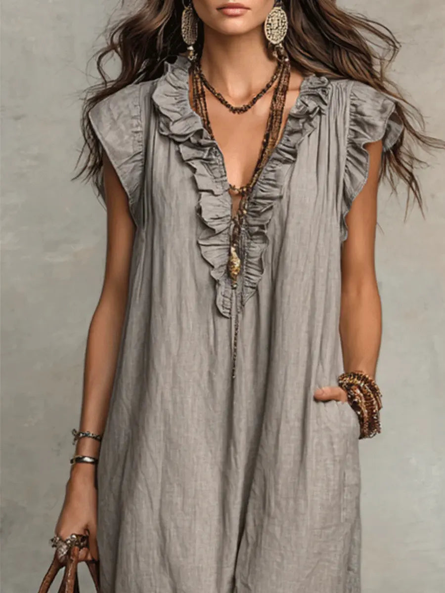 Camélia | Bohemian Long Dress Aus Leinen Und Baumwolle