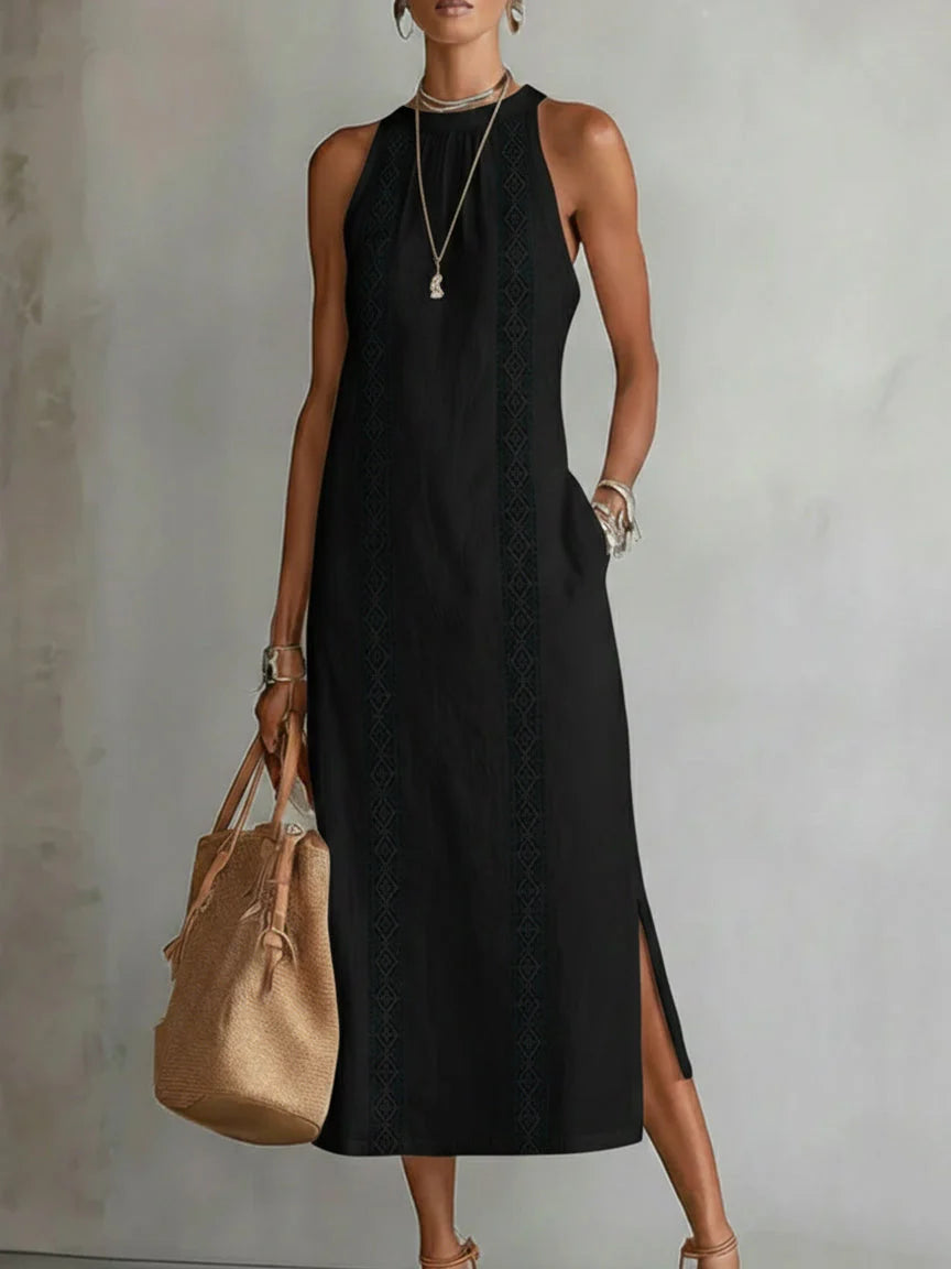 Jimena | Vestido Midi de Verão com Gola Mao