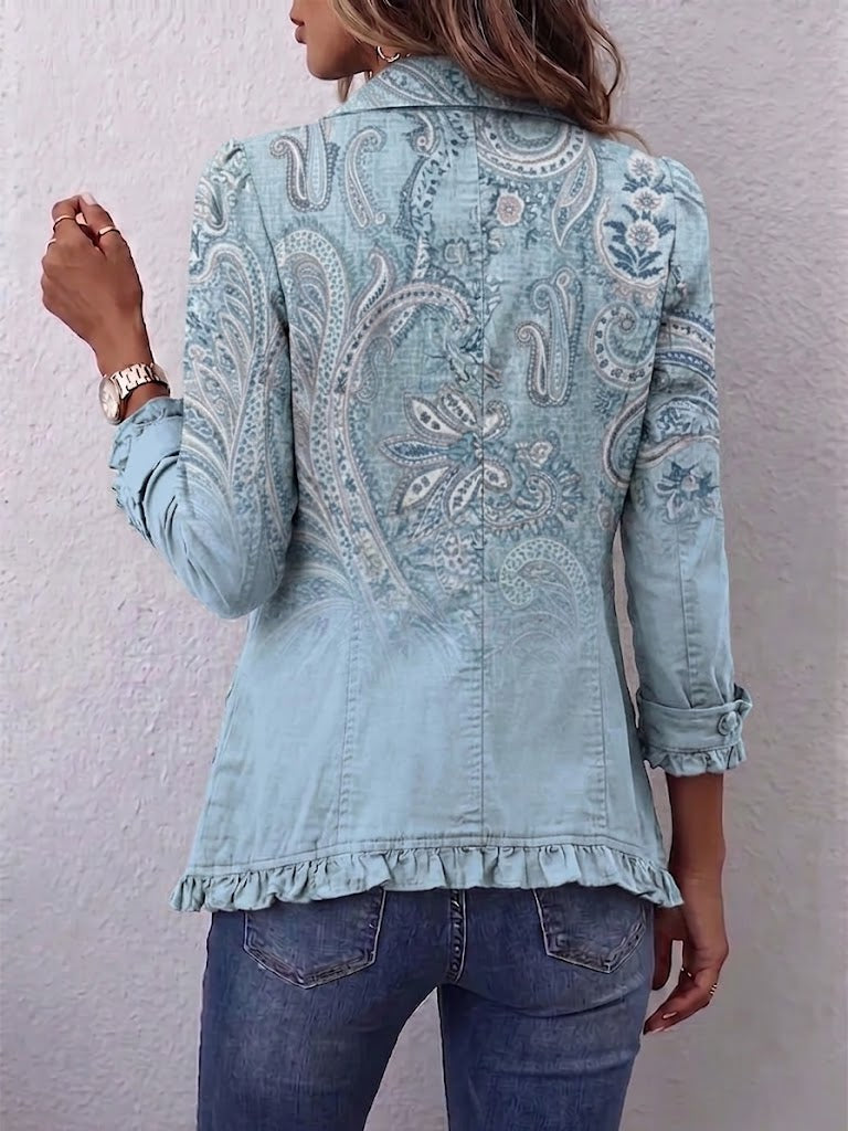 Estrella™ | Casaco com Folhos e Padrão Paisley Vintage