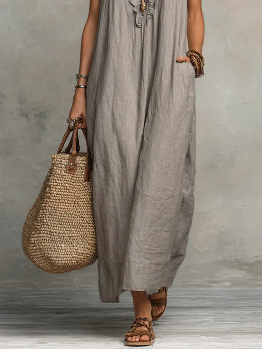 Camélia | Bohemian Long Dress Aus Leinen Und Baumwolle