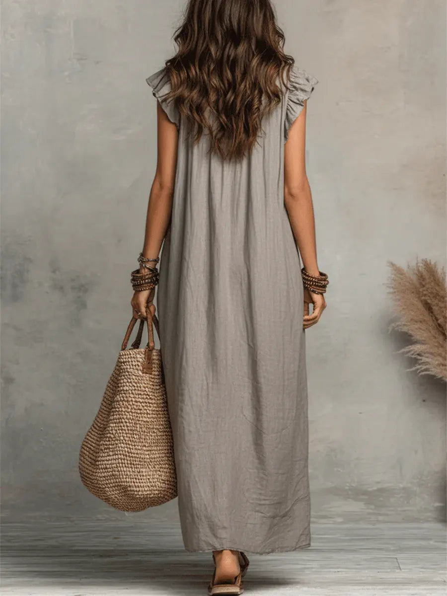 Camélia | Bohemian Long Dress Aus Leinen Und Baumwolle