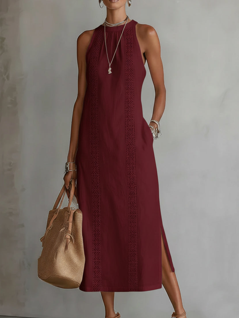 Jimena | Midikleid aus Leinen mit Mao-Kragen