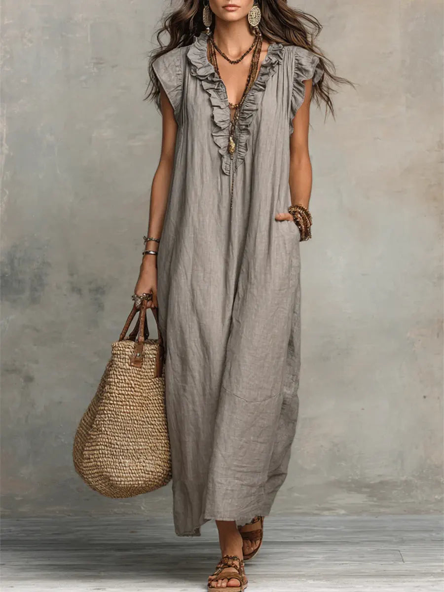 Camélia | Vestido Longo Boémio em Linho e Algodão