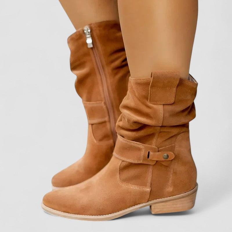Elyse | Botas Western com Efeito Franzido